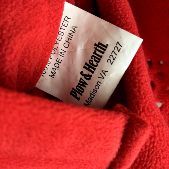 Plow & Hearth Red Fleece Scalloped Edge Pocket Shawl Blanket Campfire Wrap OS #C - Picture 6 of 6